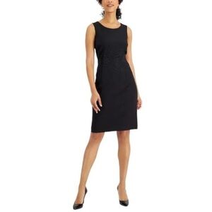 KASPER Elegant Evening Ladies Sleeveless Satin Sheath Dress Black Size 8
